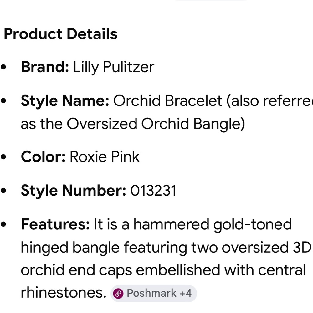 Lilly Pulitzer NEW IN BAG! ‘Roxie Pink’ Orchid Flower Bracelet NWT - Picture 8 of 9